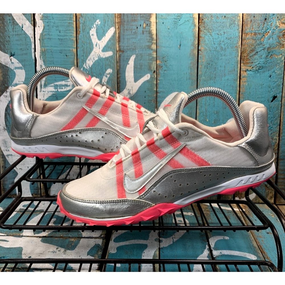 NIKE Jana Start Waffle 314957-061 White/Pink Running Shoes Lace Up Womens Sz 7